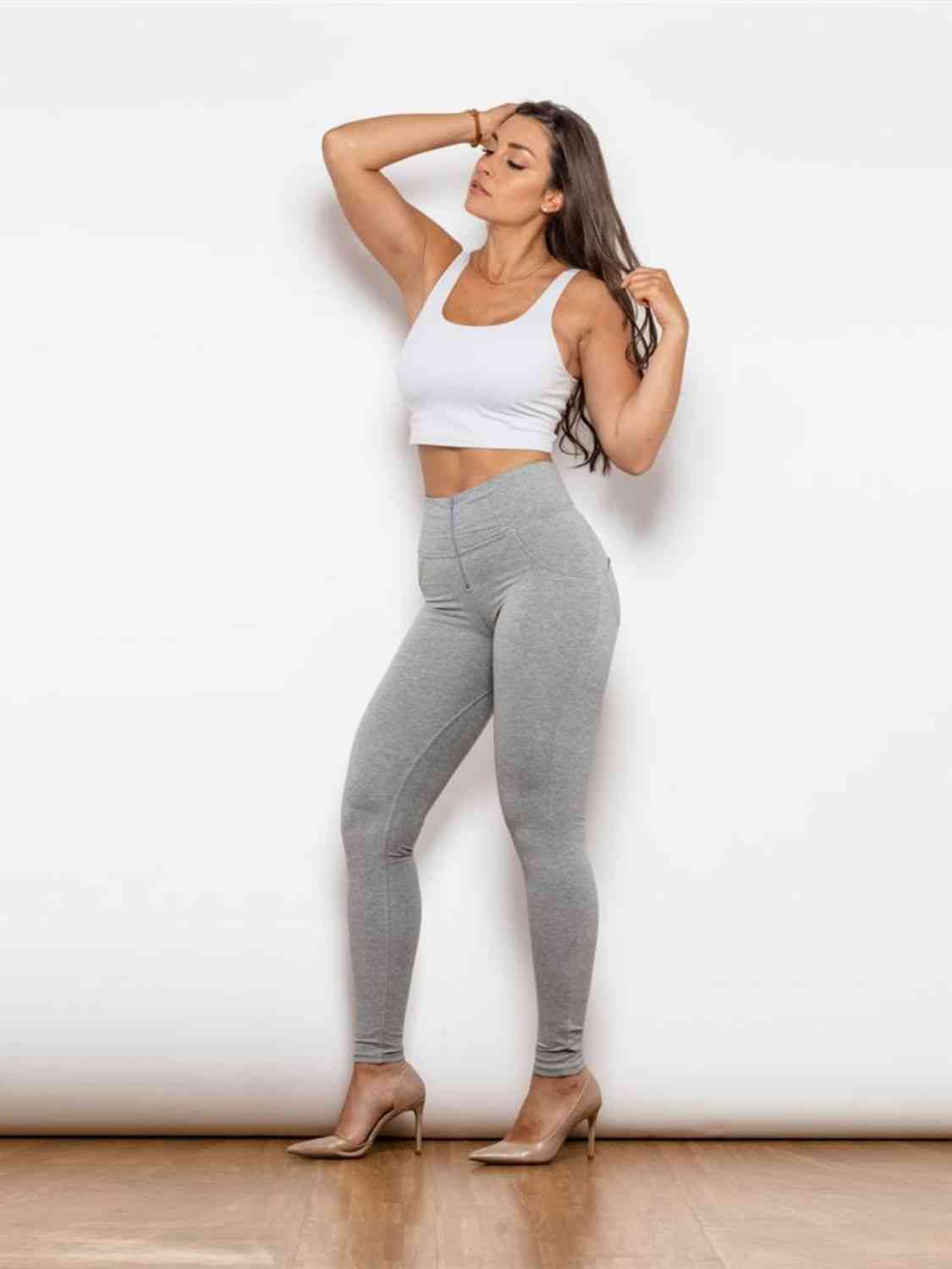 Full Size Zip Detail High Waist Leggings