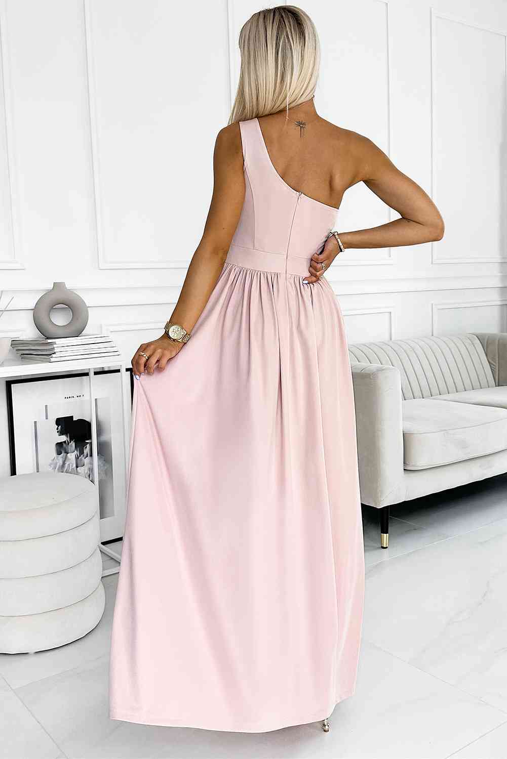 Destiny One-Shoulder Slit Maxi Dress