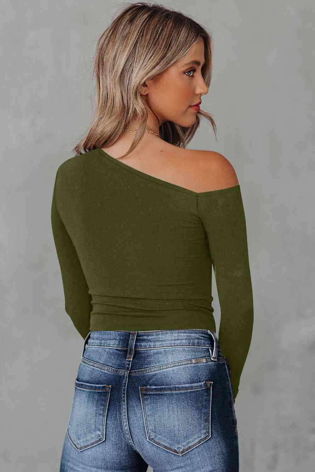 Mimi Asymmetrical Neck Long Sleeve Top