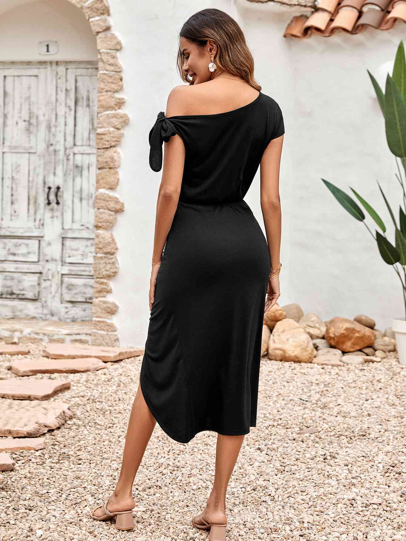 Daisy Asymmetrical Front Slit Midi Dress