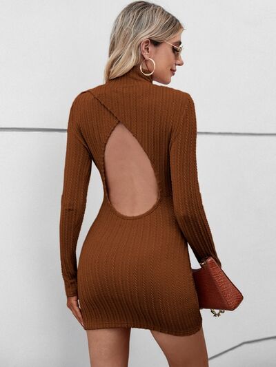 Sadie Cutout Mock Neck Long Sleeve Wrap Dress