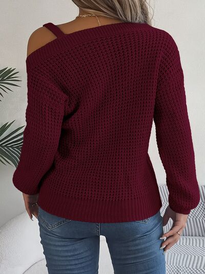 Joi Asymmetrical Neck Long Sleeve Sweater