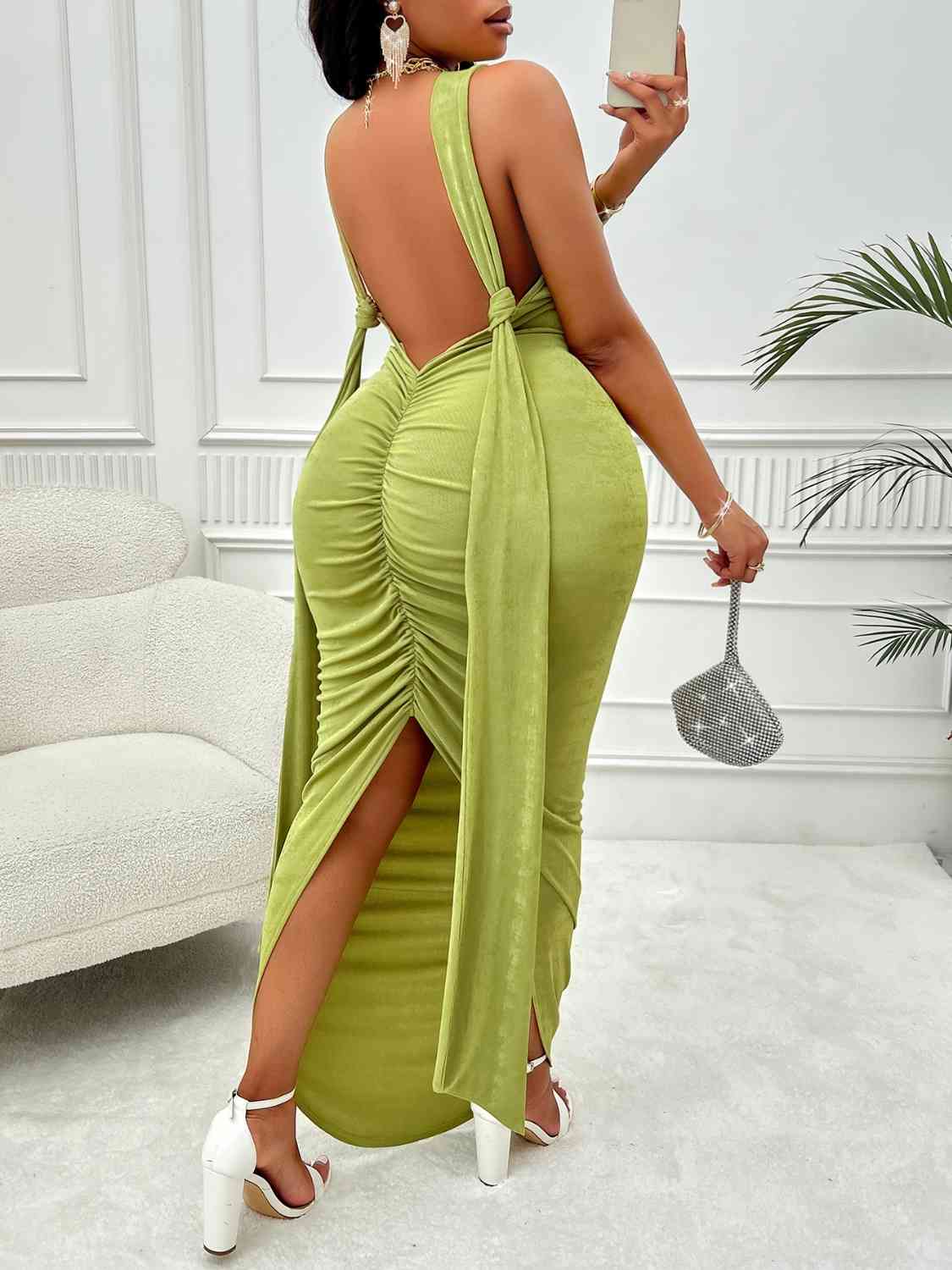 Bianca Plus Size Backless Ruched Dress